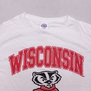 Wisconsin Badgers Short Sleeve Graphic T Shirt Adult Mens Size M White Delta